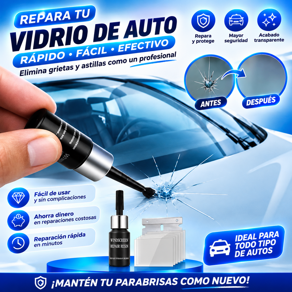 Líquido Reparador de Vidrio