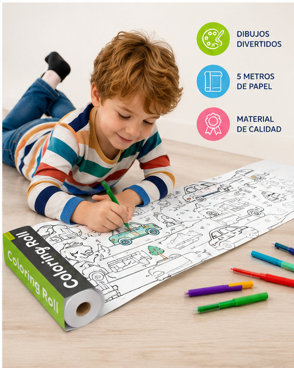 ROLLO PAPEL X 5 METROS DIBUJO VEHÍCULOS