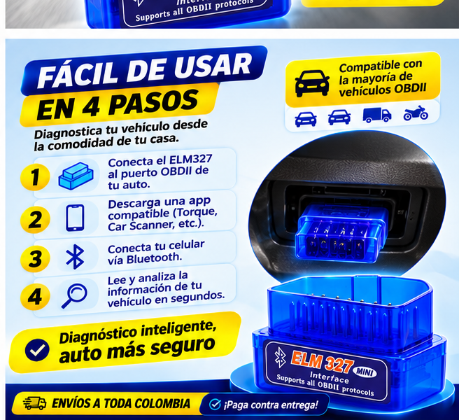 Escaner Elm327 V2.1 Automotriz OBD2